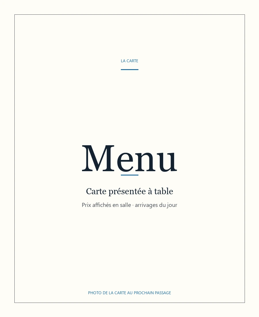 Carte de L'Emporter, photo de la carte au prochain passage